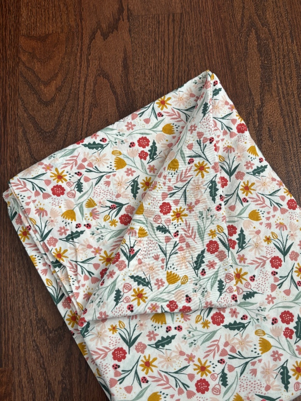 Pillowfort Target Floral Ladybug Twin Flat Sheet 100% Cotton 95x60